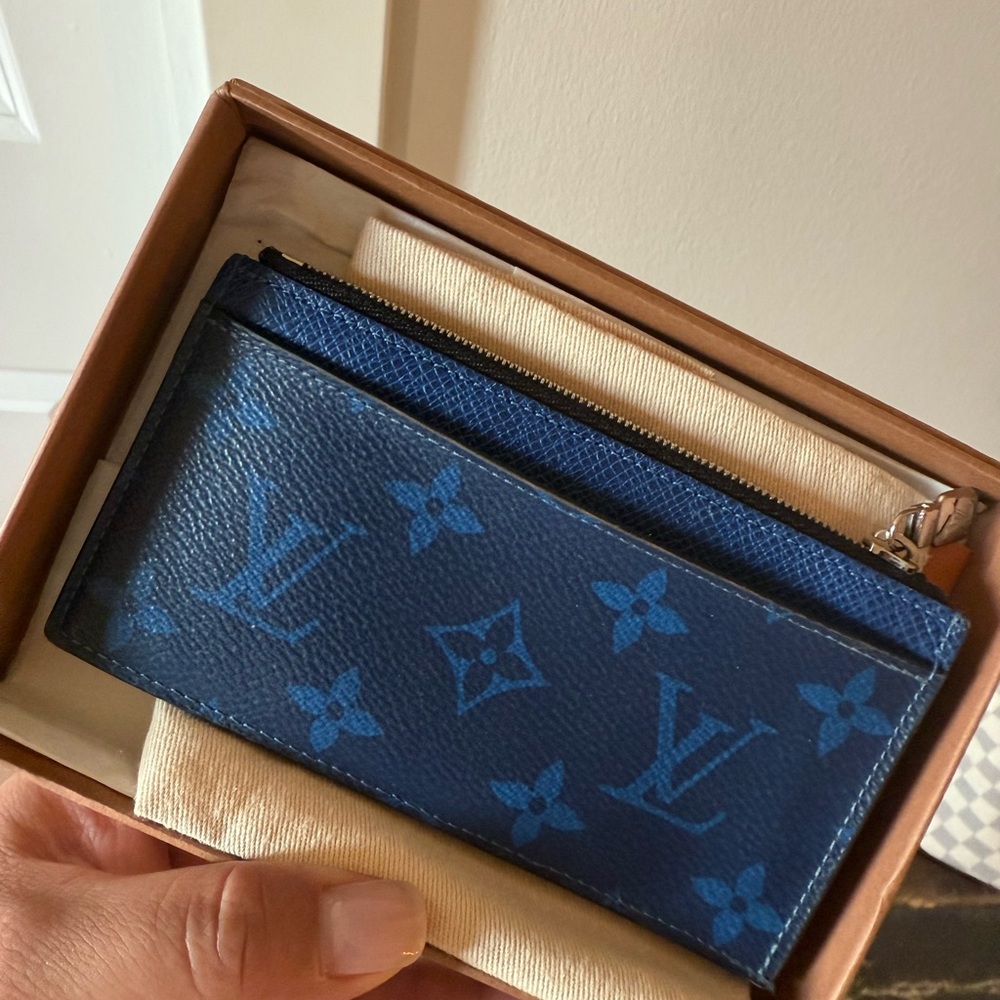 Louis Vuitton Taiga Blue Monogram Card Wallet